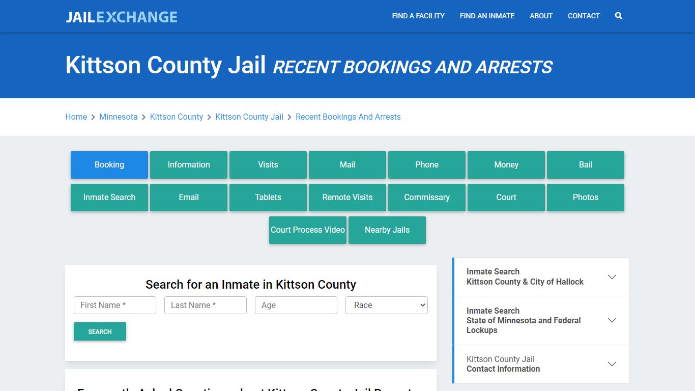 Kittson County Jail Recent Bookings And Arrests - Jail Exchange