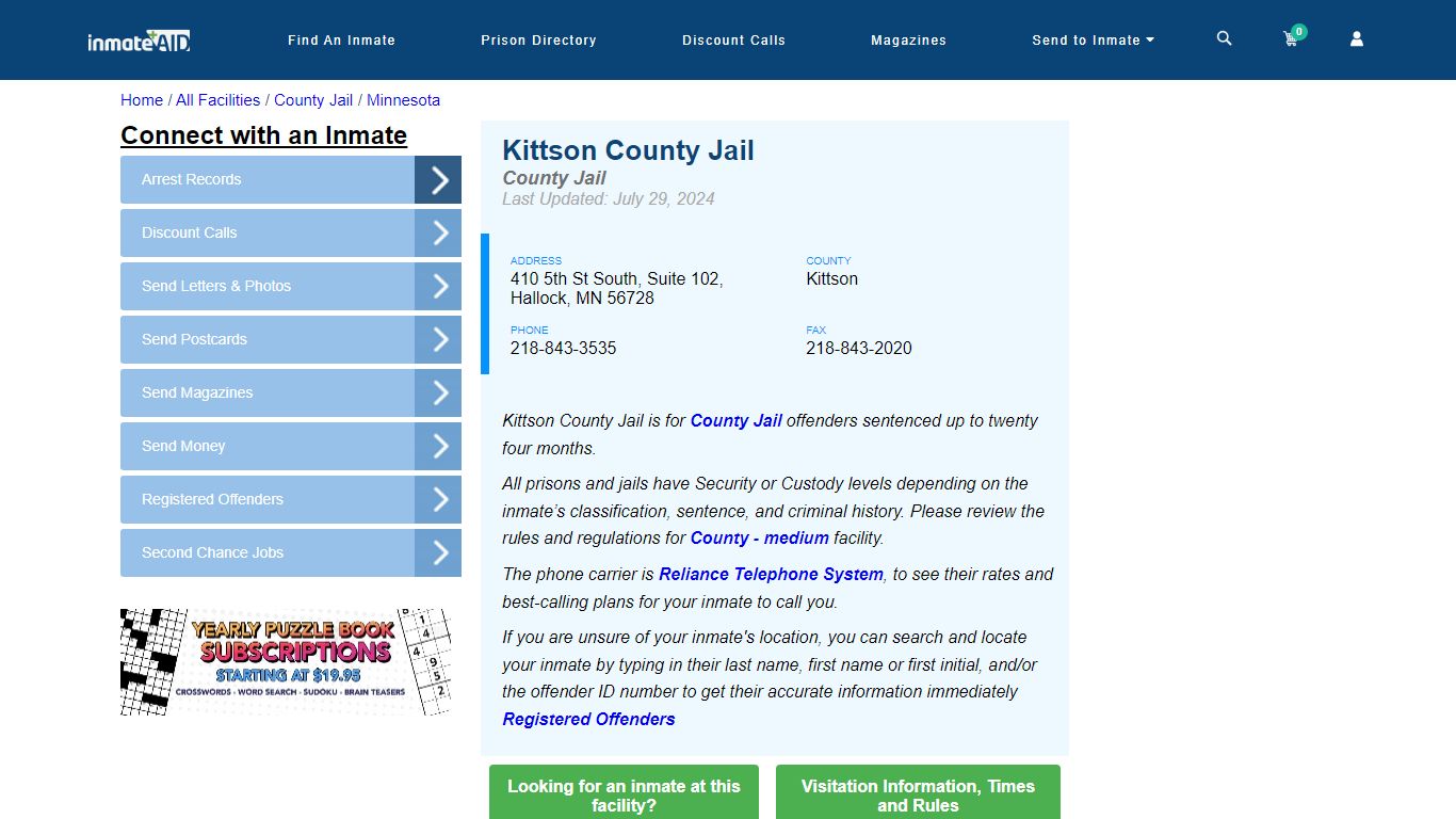 Kittson County Jail - Inmate Locator